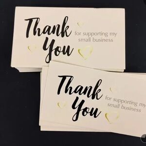 Thank You Cards with Gold Hearts, 50 pcs